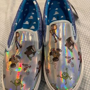 Disney Pixar  Holographic Slip-On Sneakers - Multicolor NWT Size 10